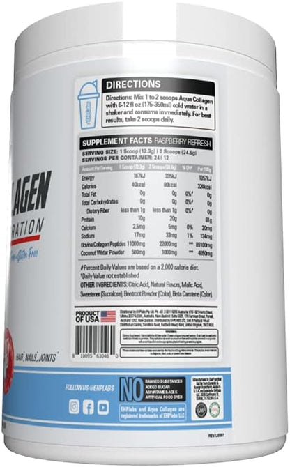 EHP Labs Aqua Hydrolyzed Collagen Peptides Powder 10g of 24 Servings