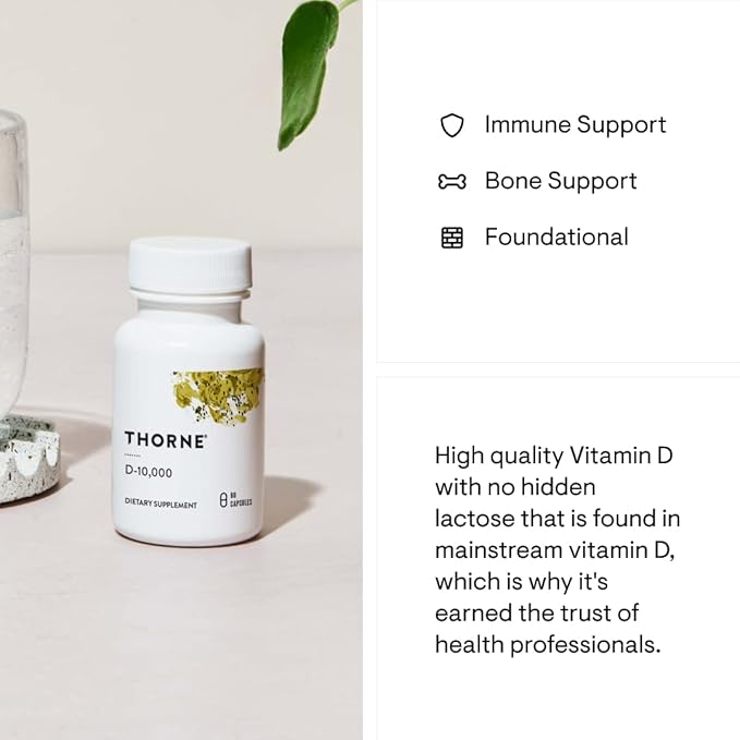 THORNE Vitamin D3 Supplement 10,000 IU 60 Capsules