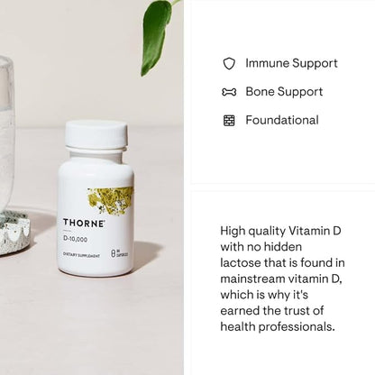 THORNE Vitamin D3 Supplement 10,000 IU 60 Capsules