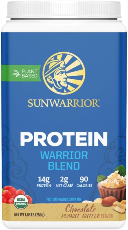 Sunwarrior Vegan Protein Powder Plant-Based USDA Organic | BCAA Amino Acids Hemp Seed | Keto Friendly Soy, Dairy, Gluten, & Synthetic Free Non-GMO | Chocolate Peanut Butter 30 Servings 14g