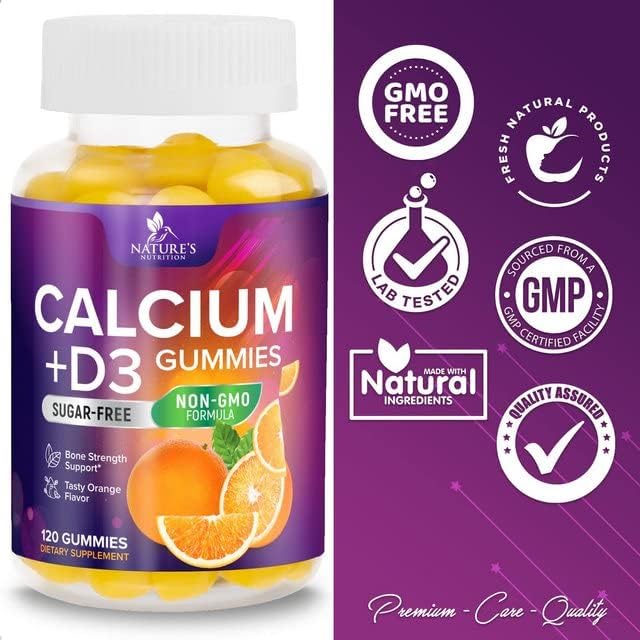 Sugar Free Calcium Gummy Bites Plus 400 IU D3, Bone 120 Gummies
