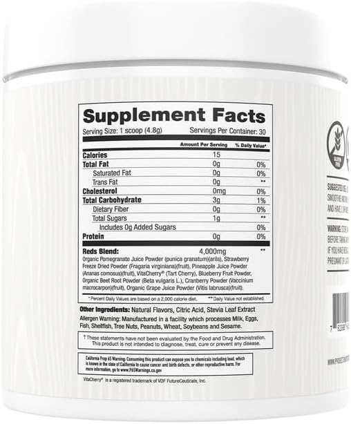 Martha Stewart Wellness Reds - A Blend of Antioxidant-Rich Superfoods with Beet Root Powder for Health - Energy Powder Drink Mix | Fruit Protein Powder | Antioxidants Supplement [Pomegranate]
