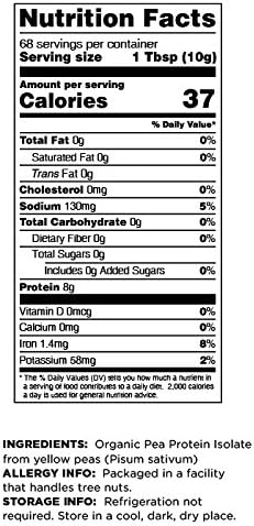Terrasoul Superfoods Organic Pea Protein (Unflavored, 1.5 Pounds