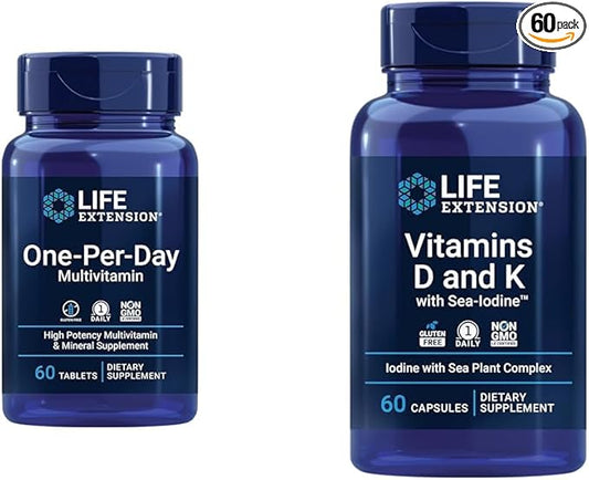 Life Extension One-Per-Day Multivitamin – Packed 25 Vitamins, D3, Vitamin K1 and K2, Iodine