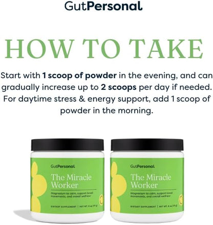The Miracle Worker Magnesium Powder Supplement: Reduce Stress and Improve Sleep Quality and Regularity While Easing Muscle Cramps, Strawberry Flavor, 30 Servings