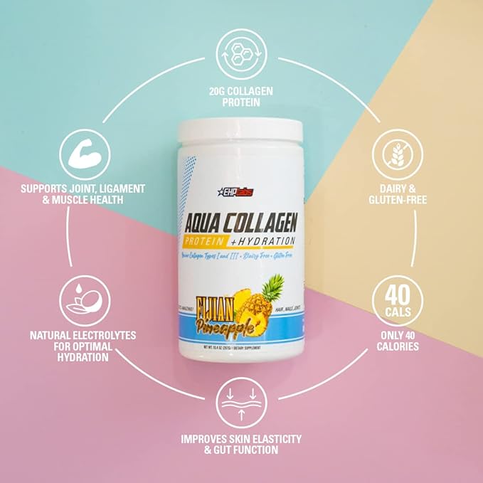 EHP Labs Aqua Hydrolyzed Collagen Peptides Powder 10g of 24 Servings