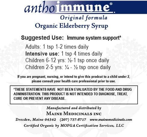 Organic Elderberry Syrup- Anthoimmune -Immune Support 8 floz (48 Servings)