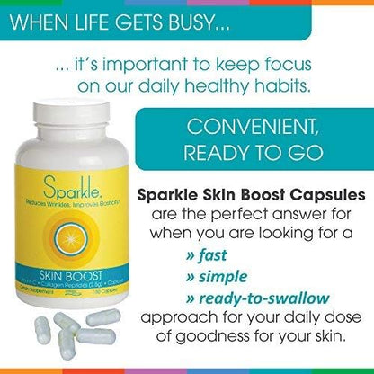 Sparkle Skin Boost Collagen Capsules 2-Pack (180 Pills 30 Days 2500mg Verisol
