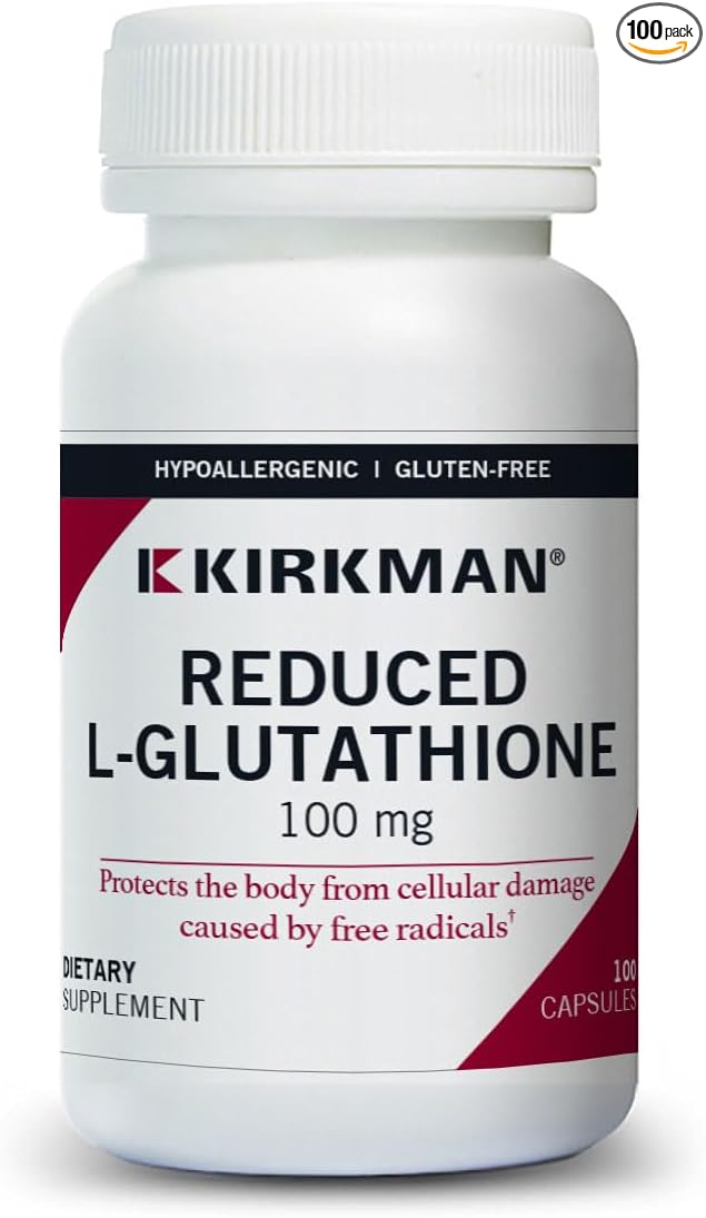 Kirkman Reduced L-Glutathione 100 mg - Hypoallergenic | 100 Vegetarian Capsules | Antioxidant