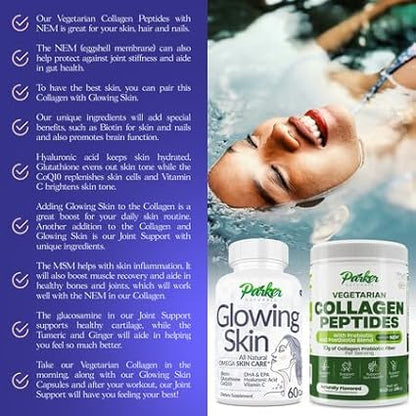 Glowing Skin Supplement 3 Fish CoQ10, Vitamin 60 Caps