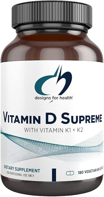 Designs for Health Vitamin D Supreme 5000 IU 2000mcg Vitamin MK4 for D3 Enhanced (180 Capsules)