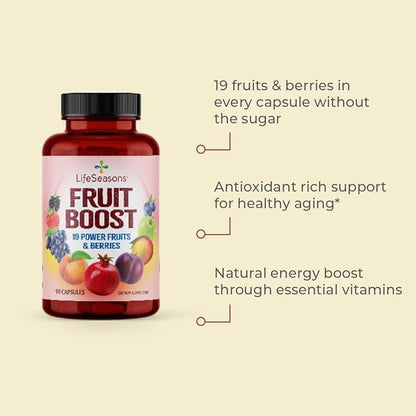LifeSeasons Fruits & Veggies Supplements - 40 Fruit & Vegetable Superfoods - Nutritional Support for Immunity and Wellness - Vitamins Minerals & Antioxidants - 3X Potency - 90 Count (Pack of 2)