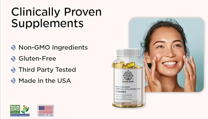 ClearDerm Multi Collagen Peptides Types 1,2,3,5,10 60 Gummies