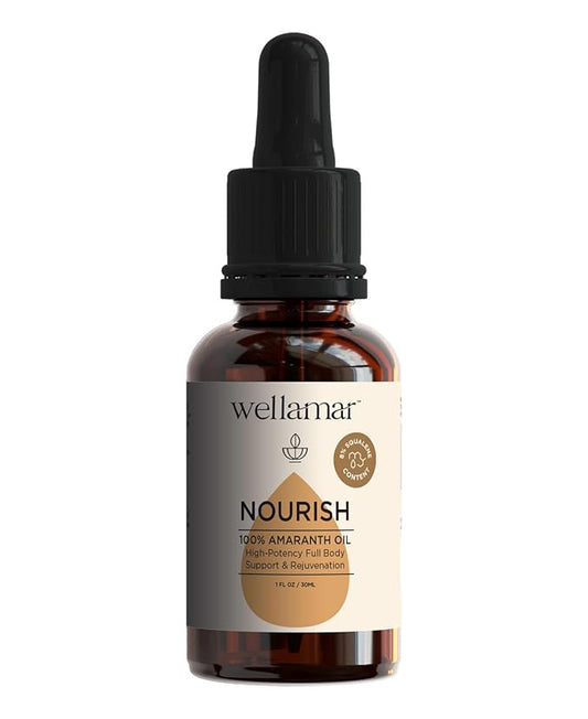 Wellamar - 100% Amaranth Oil Nourish - Natural Support for Skin, Hair & Nail - Strengthens Immunity and Metabolism - Antioxidant-Rich & High-Squalene Oil (1fl oz 30ml)