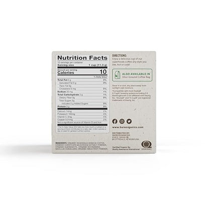 Bare Organics 14198 ENERGIZING USDA Organic Coffee Infused with Superfoods & Probiotics, Organic Coffee Pods, Compatible Organic Coffee Pods, Vegan, Gluten Free, 10ct (Pack of 6)