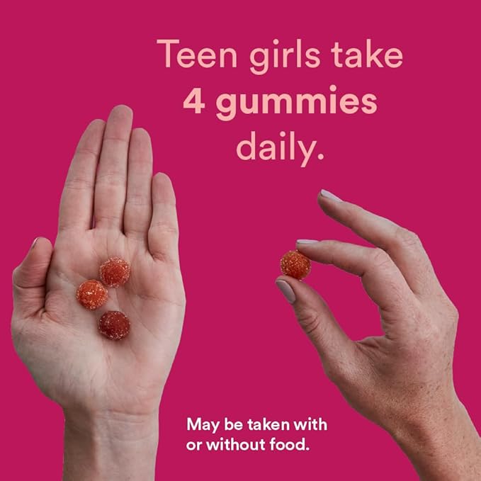SmartyPants Teen Girl Multivitamin Gummies: Omega 3 Fish D3, C, B12, B6, B6, Vitamin 120 Count (30 Day 2)
