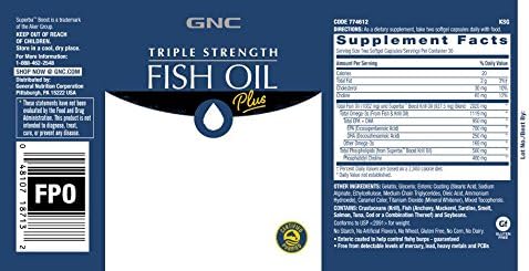 GNC Triple Strength Fish Oil Plus Omega-3 Absorption, 60 Softgels