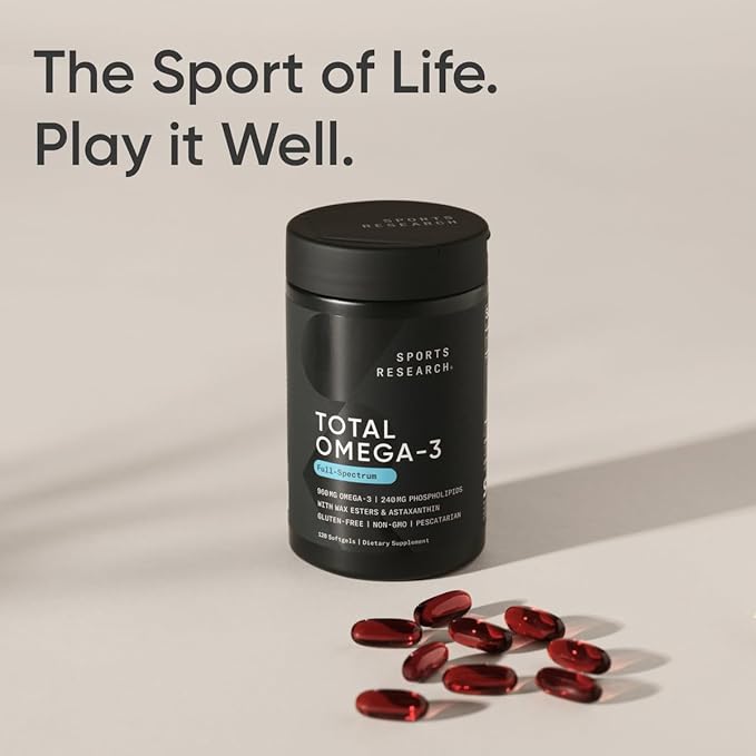 Sports Research Total Omega-3 Fish Oil 960mg of (120 Softgels)
