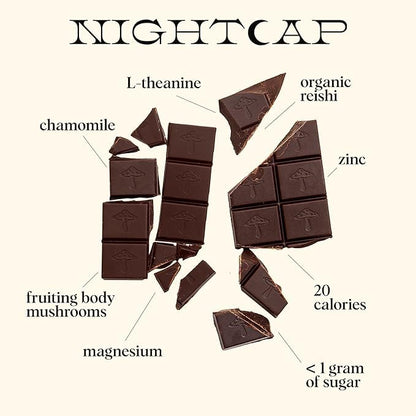 Nightcap 2-Pack | Functional Mushroom Chocolates | Supports Deep Sleep, Calm Mind, Stress Relief | Reishi, Magnesium, Zinc, L-Theanine & Chamomile | Helps to Fall & Stay Asleep, Cream