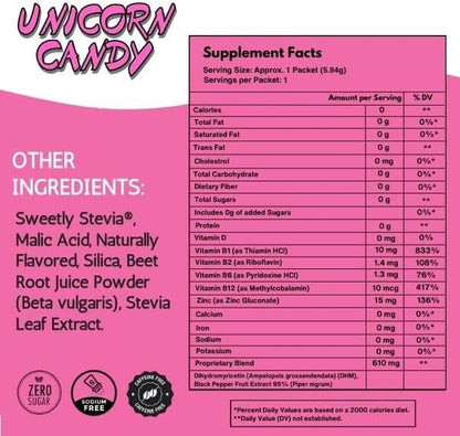 After Alcohol Aid Wellness Vitamins I Restore Better Mornings I Dihydromyricetin DHM & B Vitamins Complex I Antioxidants Supplement and Liver Support I 10 Powder Stick Drink Packets I Unicorn Candy