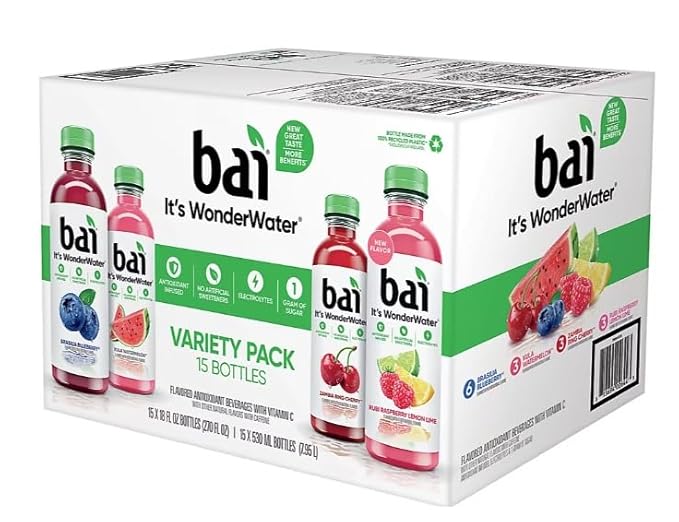 bai Antioxidant Caostal Beverages with Vitamin C Or E Variety Pack Of 15/18 Fl Ounce Net Wt 270 Fl Ounce