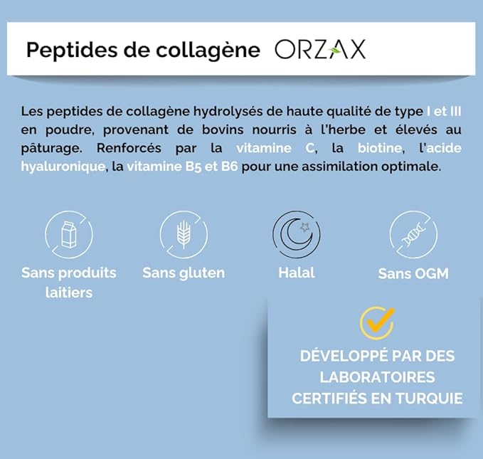 ORZAX Collagen Peptides Powder, 11g Collagen, 16 oz