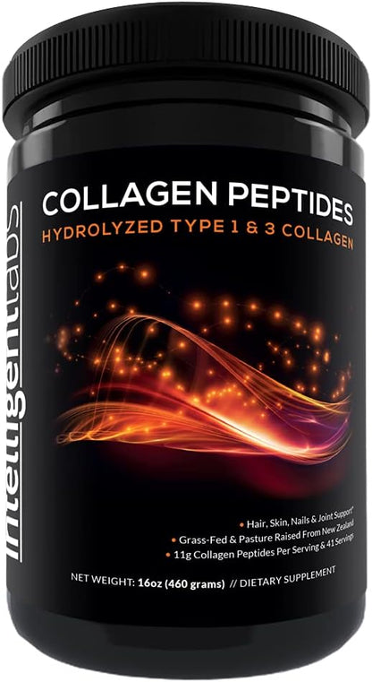 Intelligent Labs Hydrolyzed Type 1 and 3 Collagen 100% Cruelty-Free 11g per 41 Servings