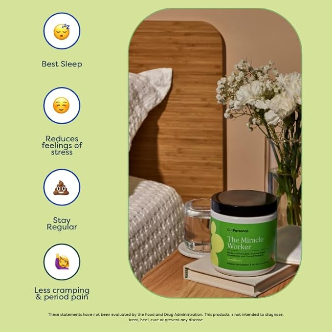 The Miracle Worker Magnesium Powder Supplement: Reduce Stress and Improve Sleep Quality and Regularity While Easing Muscle Cramps, Strawberry Flavor, 30 Servings