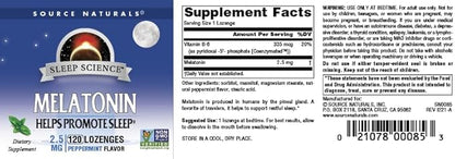 Source Naturals Sleep Science Melatonin 2.5mg 120 Lozenges