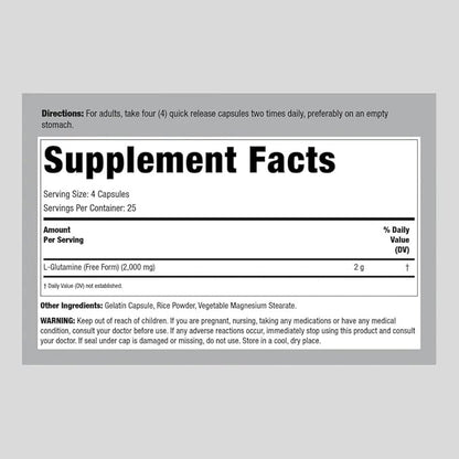 Lindberg L Glutamine Capsules 500mg | 100 Count