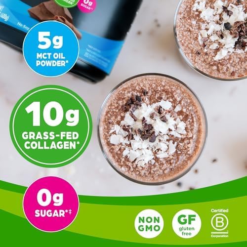 Orgain Keto Collagen Protein Powder, Chocolate 10g Grass 5g MCT 0.88lb