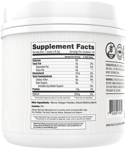 Project #1 Martha Stewart Collagen Peptides Powder 15g Protein 25 Servings
