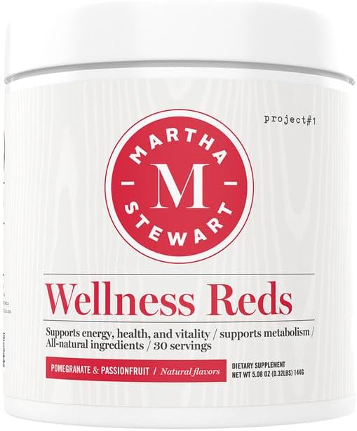 Martha Stewart Wellness Reds - A Blend of Antioxidant-Rich Superfoods with Beet Root Powder for Health - Energy Powder Drink Mix | Fruit Protein Powder | Antioxidants Supplement [Pomegranate]