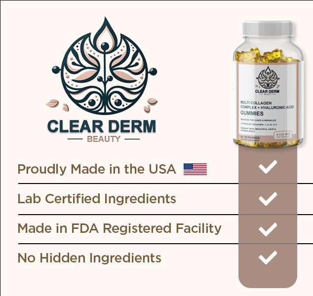 ClearDerm Multi Collagen Peptides Types 1,2,3,5,10 60 Gummies