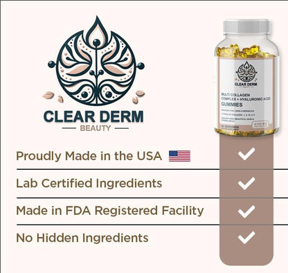 ClearDerm Multi Collagen Peptides Types 1,2,3,5,10 60 Gummies