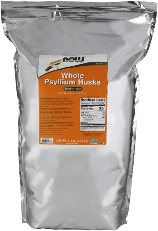 NOW Supplements, Whole Psyllium Husks, Non-GMO 10-Pound
