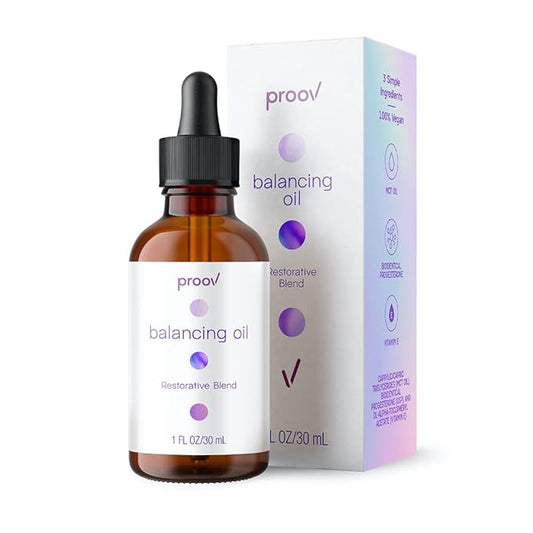 Proov Balancing Oil for Face and Body with 2500 mg bio-identical USP Natural Progesterone, MCT Oil and Vitamin E Oil l Vegan Moisturzing Skincare For Women | 1 Fluid oz/30mL