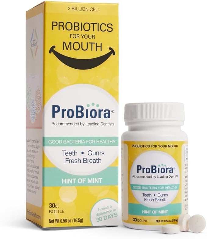 ProBiora Oral-Care Chewable Probiotic Tablets | Probiotic Supplement for Women & Men | Healthier Teeth & Gums | Fresher Breath | Whiter Teeth | Better Overall Health | 30 Count | Pack of 3 | Mint