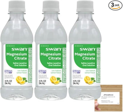 Swan Lemon Magnesium Citrate Oral Solution 10 oz, (3 Pack) + Deal Dave Card