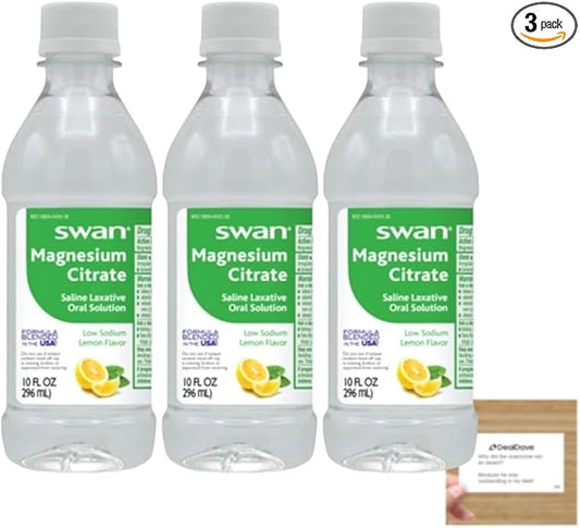Swan Lemon Magnesium Citrate Oral Solution 10 oz, (3 Pack) + Deal Dave Card