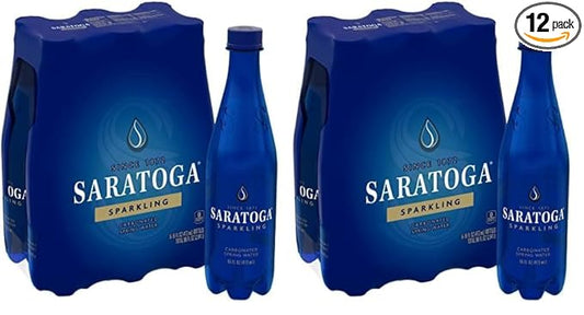 Saratoga Sparkling Water Bottles, 12-Pack - Carbonated Spring Bottled Water with Naturally Occurring Minerals & Electrolytes - Recycled PET Plastic Bottles - 16 Fl Oz