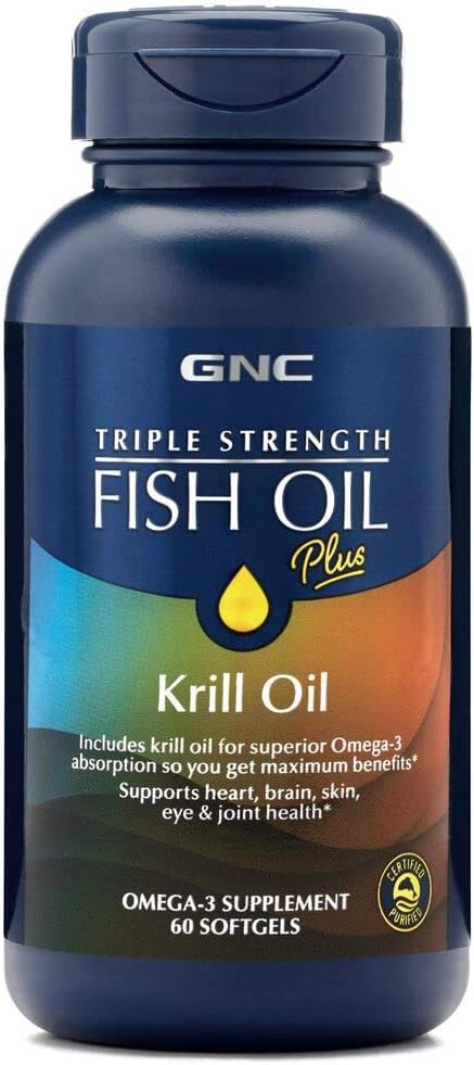 GNC Triple Strength Fish Oil Plus Omega-3 Absorption, 60 Softgels