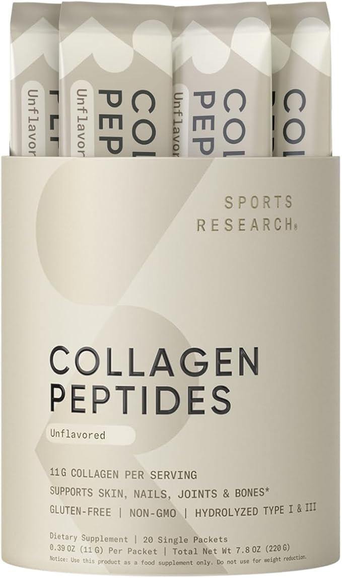 Sports Research® Collagen Peptides Packets (20 Count) 1 & 3 Collagen