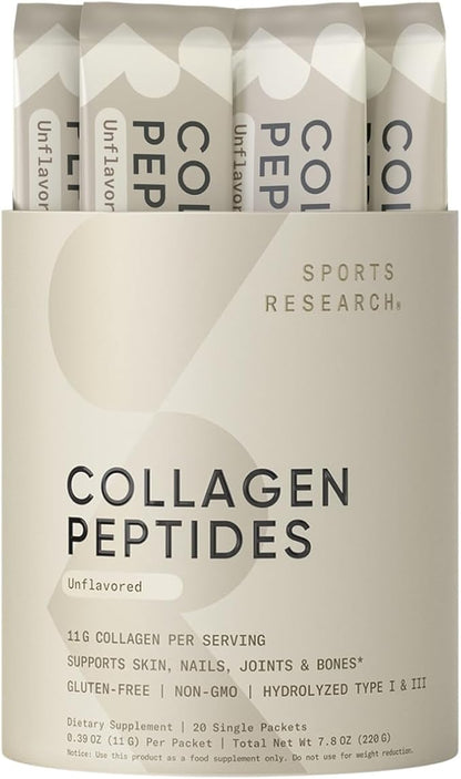 Sports Research® Collagen Peptides Packets (20 Count) 1 & 3 Collagen