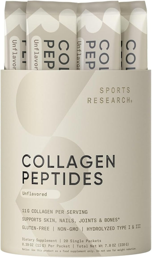 Sports Research® Collagen Peptides Packets (20 Count) 1 & 3 Collagen
