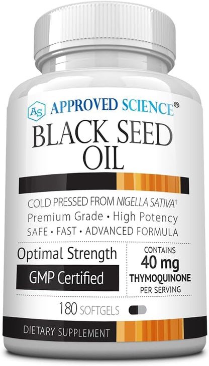 Approved Science Black Seed Oil 2% Thymoquinone 180 Softgels