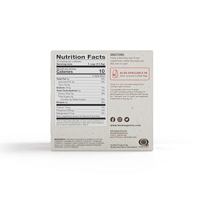 BareOrganics Cardio Care Coffee With Superfoods & Probiotics | Keurig K-Cup Compatible Coffee Pods | USDA Certified Organic, Vegan, Non-GMO & Recyclable 72ct