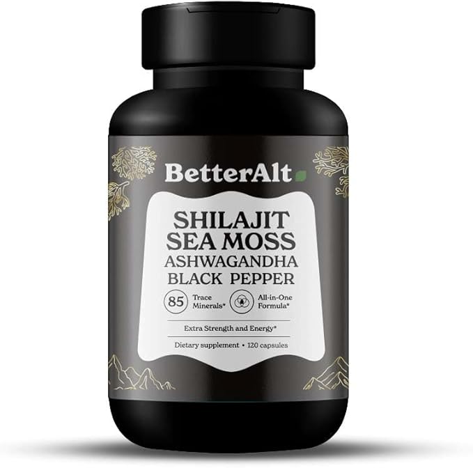 Shilajit Capsules with Sea Moss, Ashwagandha 10 in 1 Supplemet 60 Servings, 120 Capsules