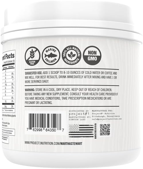 Project #1 Martha Stewart Collagen Peptides Powder 15g Protein 25 Servings