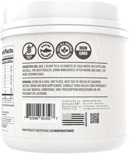 Project #1 Martha Stewart Collagen Peptides Powder 15g Protein 25 Servings